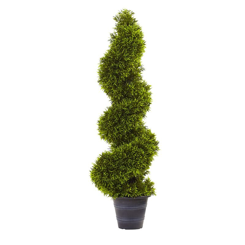 Hivvago 3' Grass Spiral Topiary w/Deco Planter