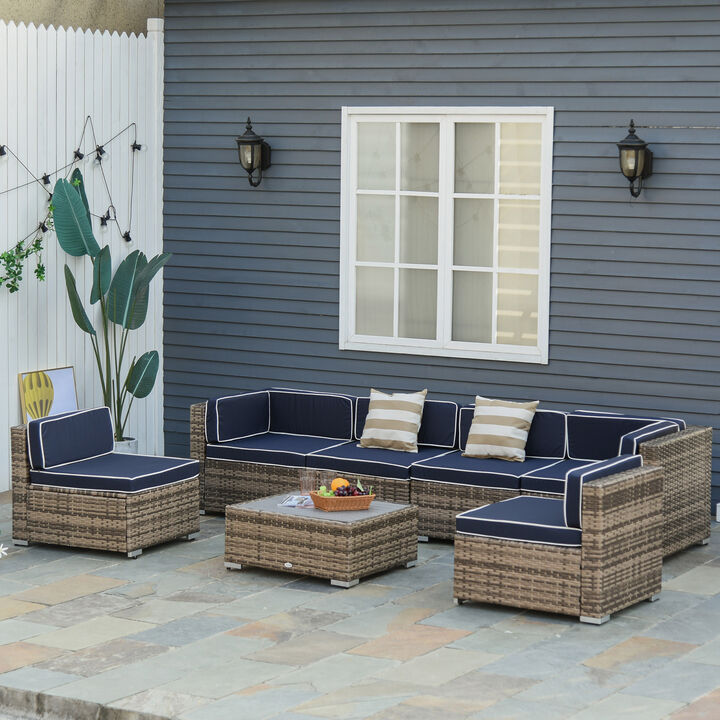 7PC Rattan Wicker Sofa Set Sectional Couch Cushioned Furniture Patio Outdoor
