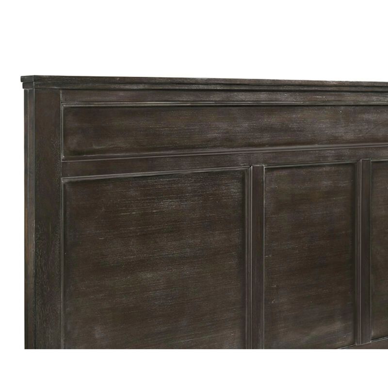 Aver Queen Size Bed, Transitional Carved Panel Design, Nutmeg Brown Wood - Benzara