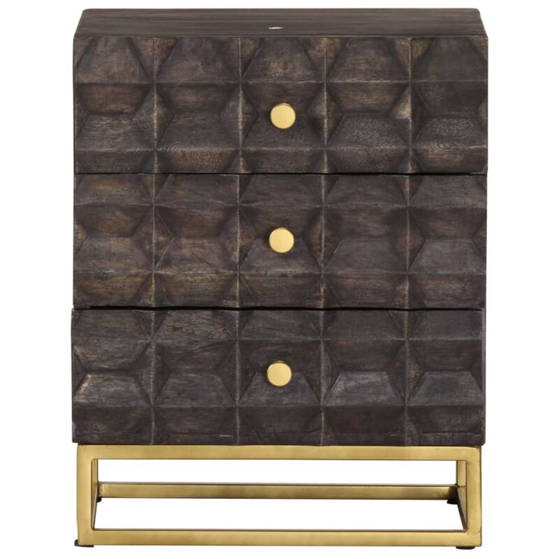vidaXL Bed Cabinet Black 15.7"x11.8"x19.7" Solid Mango Wood