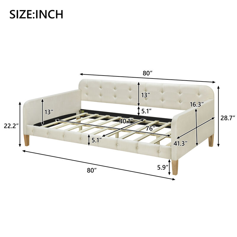 Merax Modern Upholstered Daybed with 4 Support Legs