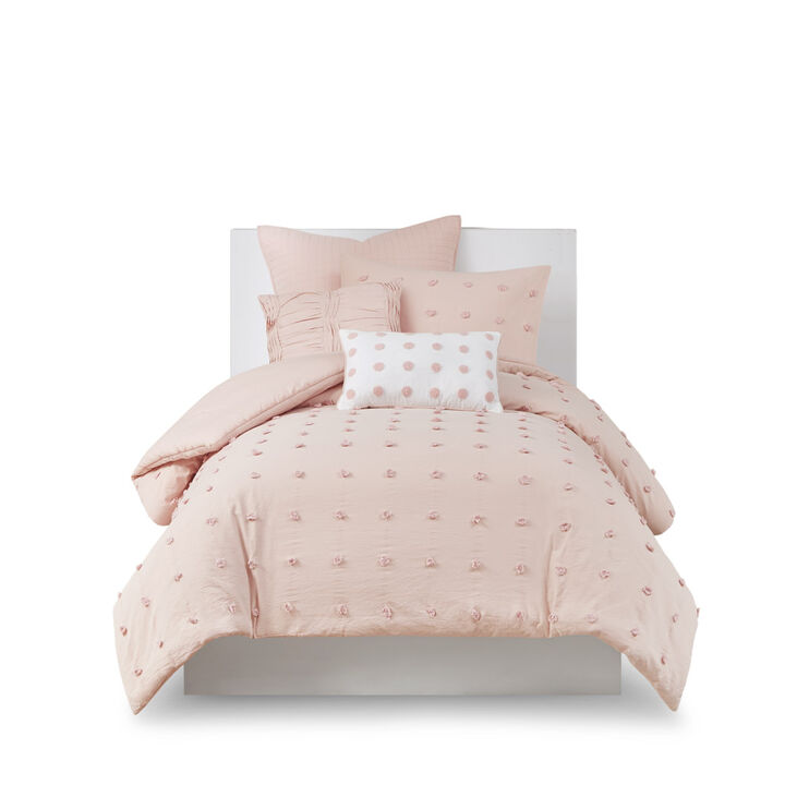 Gracie Mills Grady Elegance Defined Cotton Jacquard Comforter Set with Euro Shams and Throw Pillows