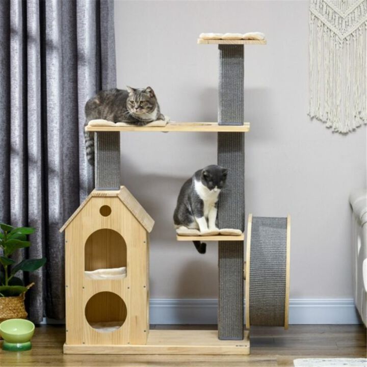 Multi-Level Cat Tree Tower with Scratching Posts, Hideaway Condos & Cozy Perches for Indoor Cats