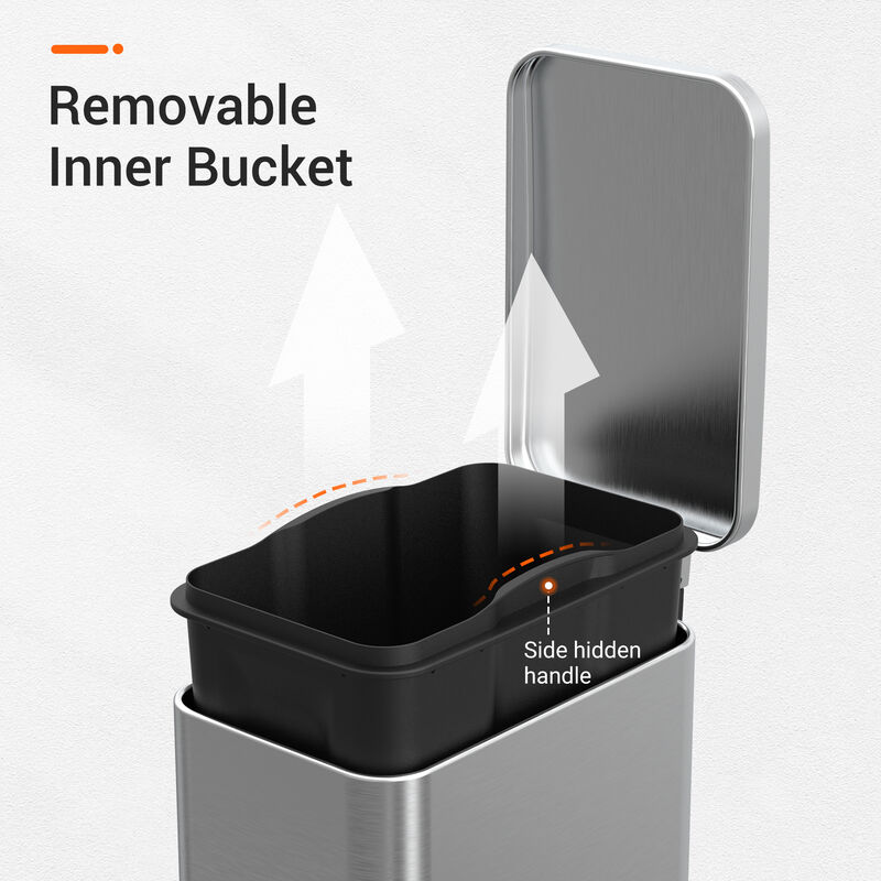 11.9 Gallon + Two 1.6 Gallon Slim Trash Can Combo, Stainless Steel Step Kitchen Garbage Can Set