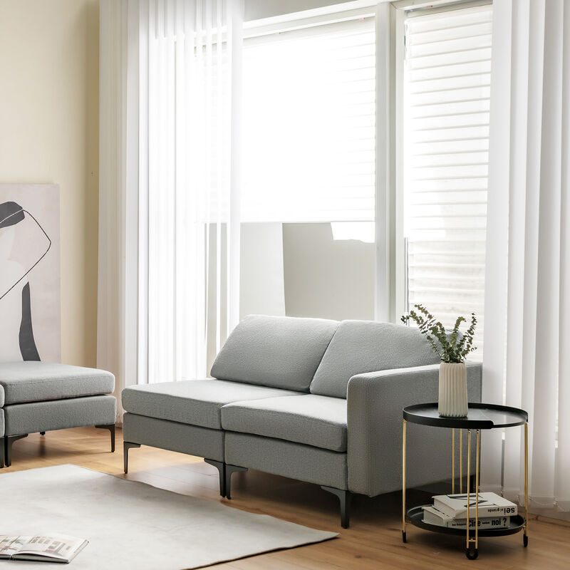 Convertible Sectional Sofa with Reversible Ottoman for Modern Living Room Furniture