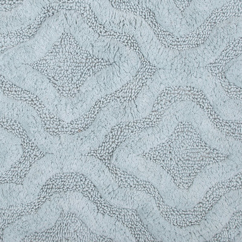 Knightsbridge Link Bath Rug Cotton Non Skid Back - 24x40", Light Blue