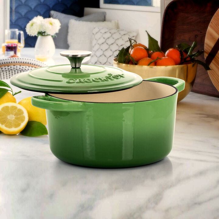 Crock-Pot Artisan 2 Piece 3 Quarts Enameled Cast Iron Dutch Oven in Pistachio Green