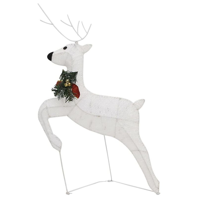 Garden 2pc Reindeer and Sleigh Christmas Decoration, 60 LEDs, White - Benzara
