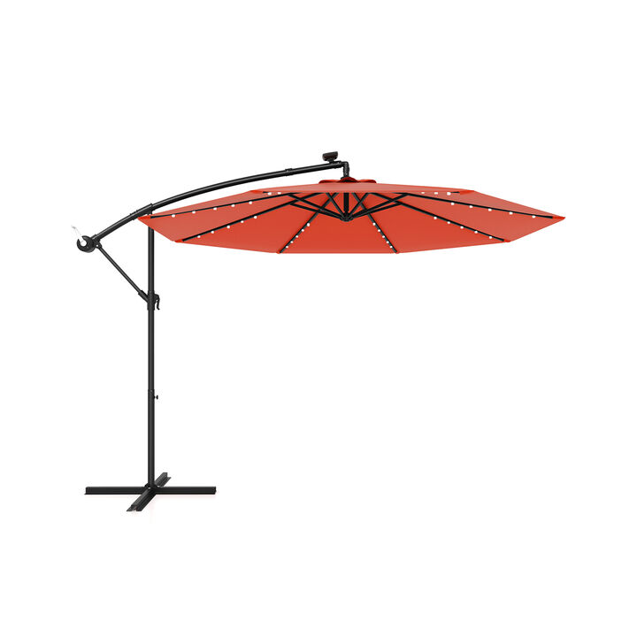 Solar Offset Hanging Umbrella with 40 Lamp Beads and Solar Panel