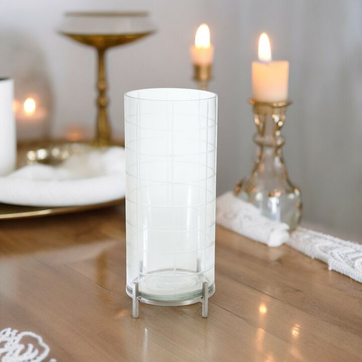 5.5"D x 12"H Candle Holder - Glass and Iron for Timeless Elegance