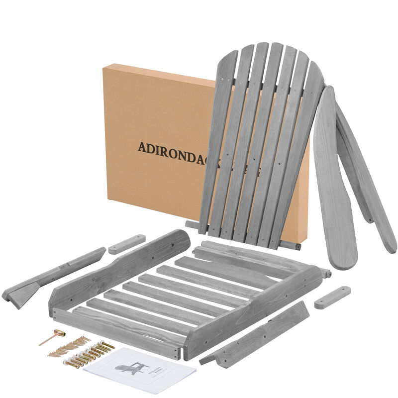 Solid Cedar Wood Folding Adirondack Chair Set for Patio or Garden