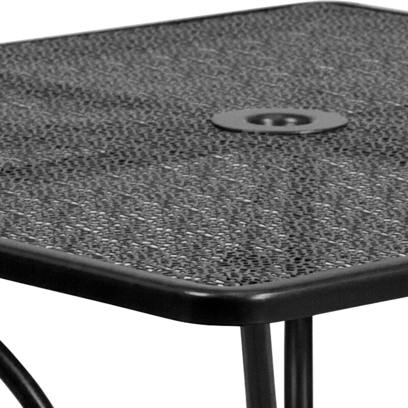 Flash Furniture Oia Commercial Grade 35.5" Square Black Indoor-Outdoor Steel Patio Table Set with 4 Round Back Chairs