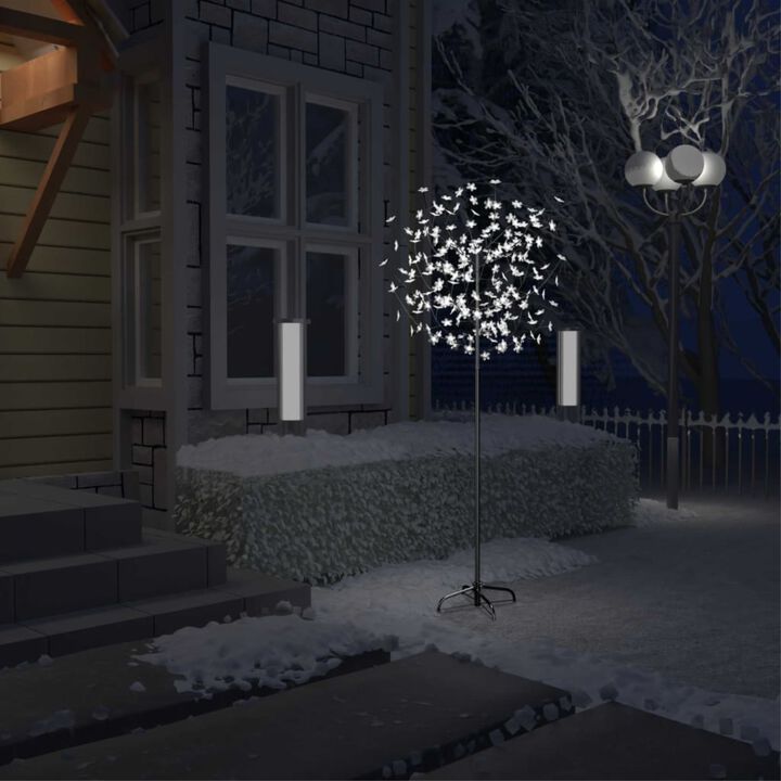 vidaXL Christmas Tree 200 LEDs Cold White Light Cherry Blossom 70.9"