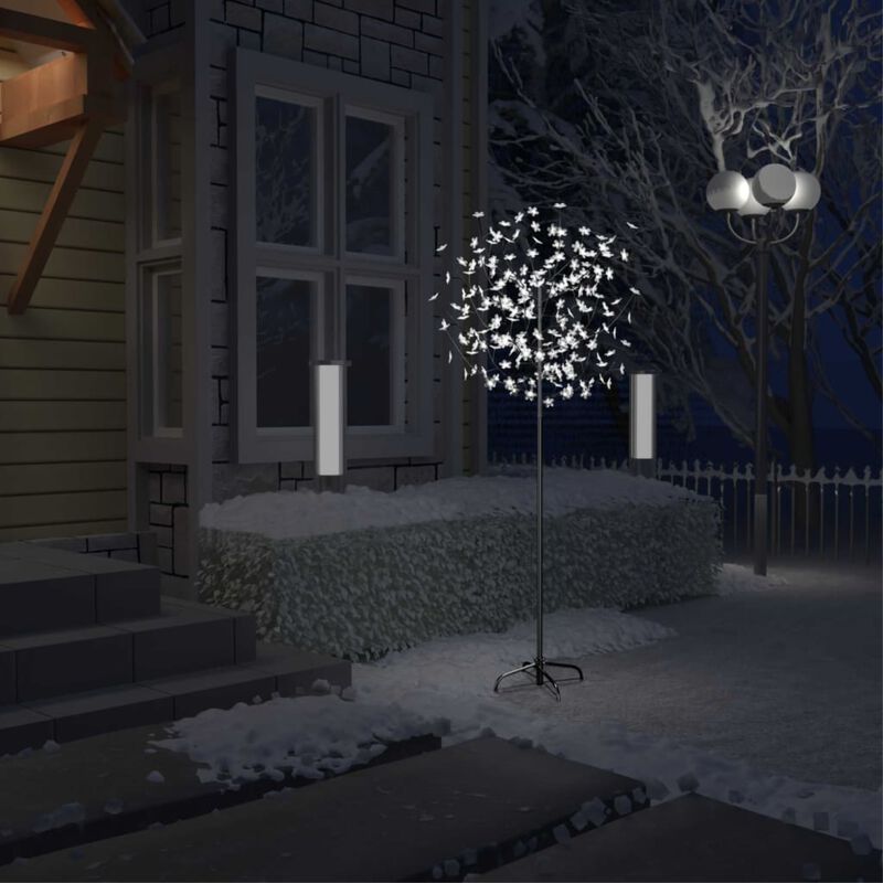 vidaXL Christmas Tree 200 LEDs Cold White Light Cherry Blossom 70.9"
