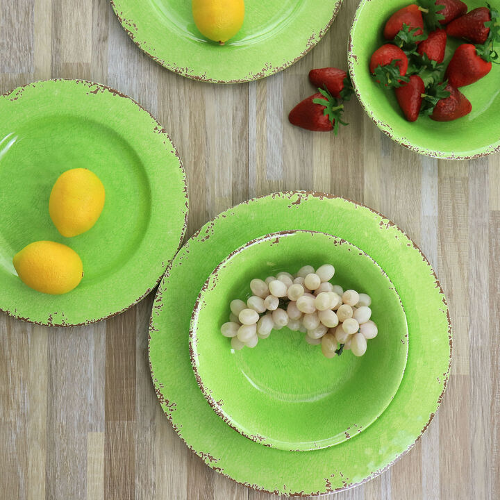 Laurie Gates California Designs Mauna 12 Piece Melamine Dinnerware Set in Crackle Green