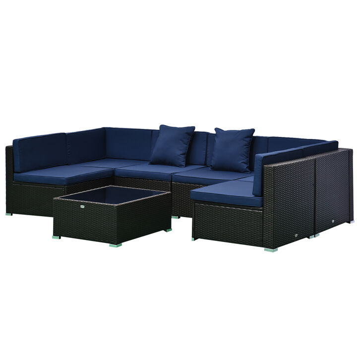 7PC Rattan Wicker Sofa Set Sectional Couch Cushioned Furniture Patio Outdoor