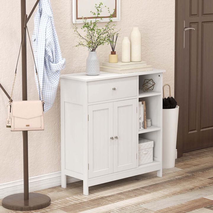 Costway Bathroom Floor Cabinet Freestanding Kitchen Cupboard Storage Organizer with Drawer