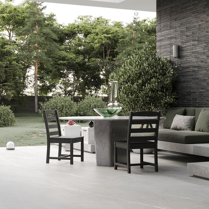 FUFU&GAGA Patio Dining Chair, No Armrests, Waterproof & UV Resistant, Outdoor Furniture (18.5" W x 18.9" D x 34.2" H),Grey