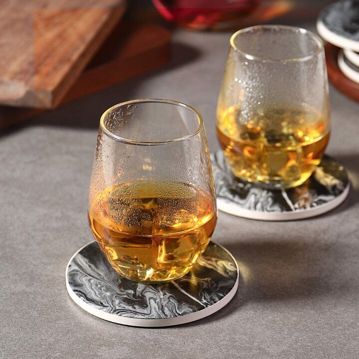 LIFVER Coasters with Holder, Set of 6 Drink Coaster for Tabletop Protection