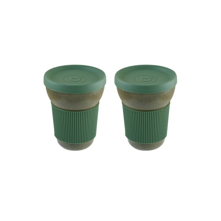 Gloire dia.3.75" h:4.75" 12 oz. Round Green Porcelain Mug (Set of 2)