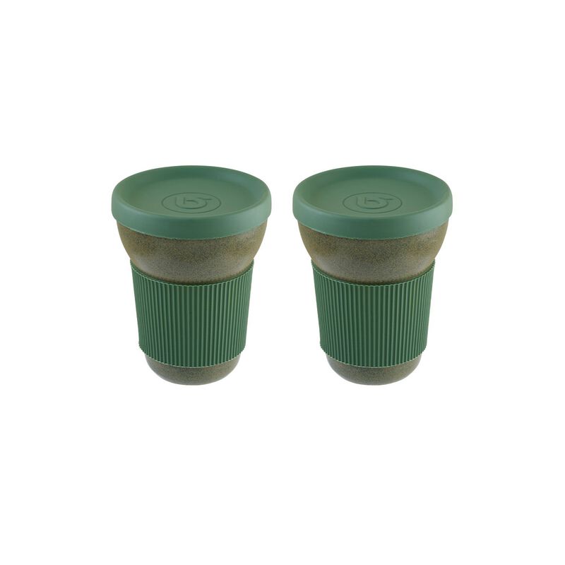 Gloire dia.3.75" h:4.75" 12 oz. Round Green Porcelain Mug (Set of 2)