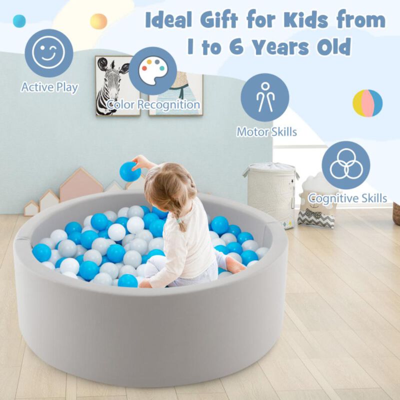 Hivvago Kiddie Baby Playpen with 200 Ocean Balls and Storage Bag-Gray