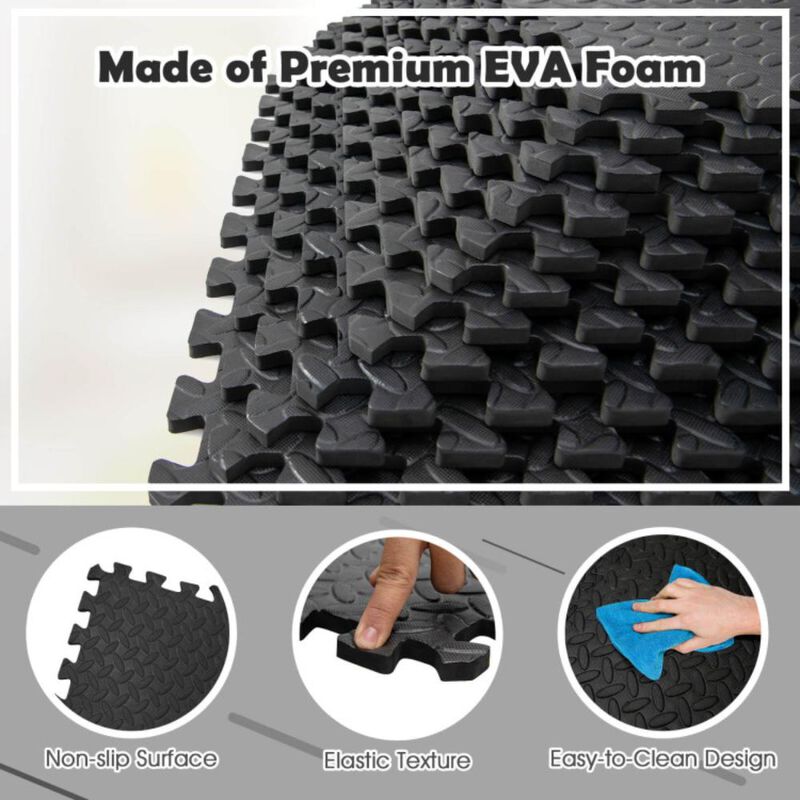 Hivvago 12 Pieces Puzzle Interlocking Flooring Mat with Anti-slip and Waterproof Surface
