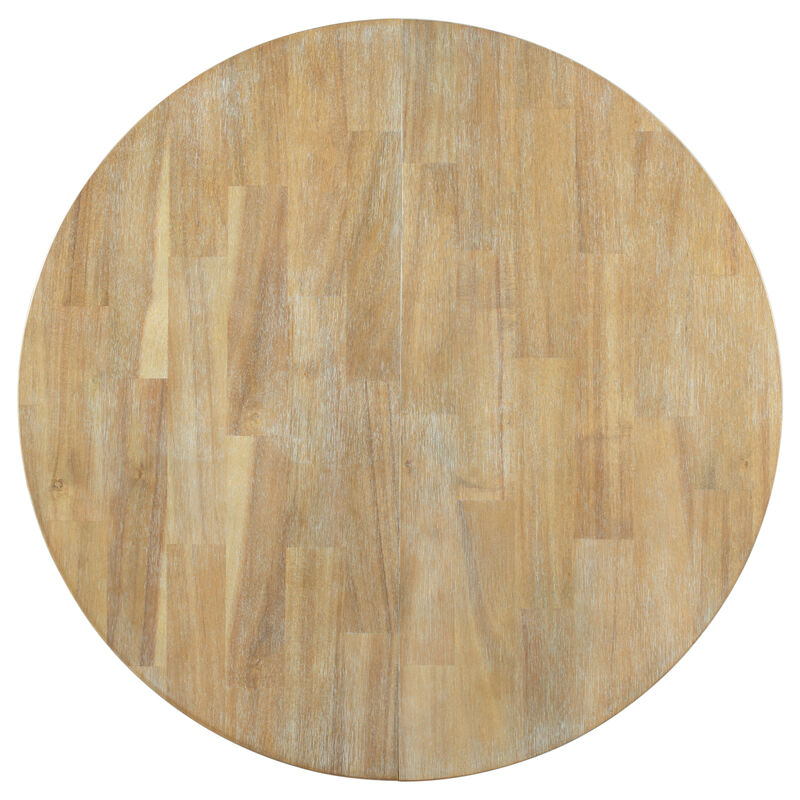 Farmhouse Round Extendable Dining Table With 16 Leaf Wood Kitchen Table