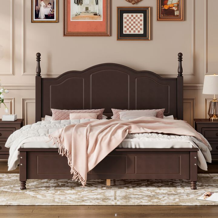 Streamdale Retro Style Queen Size Wood Bed Frame with Slat Support