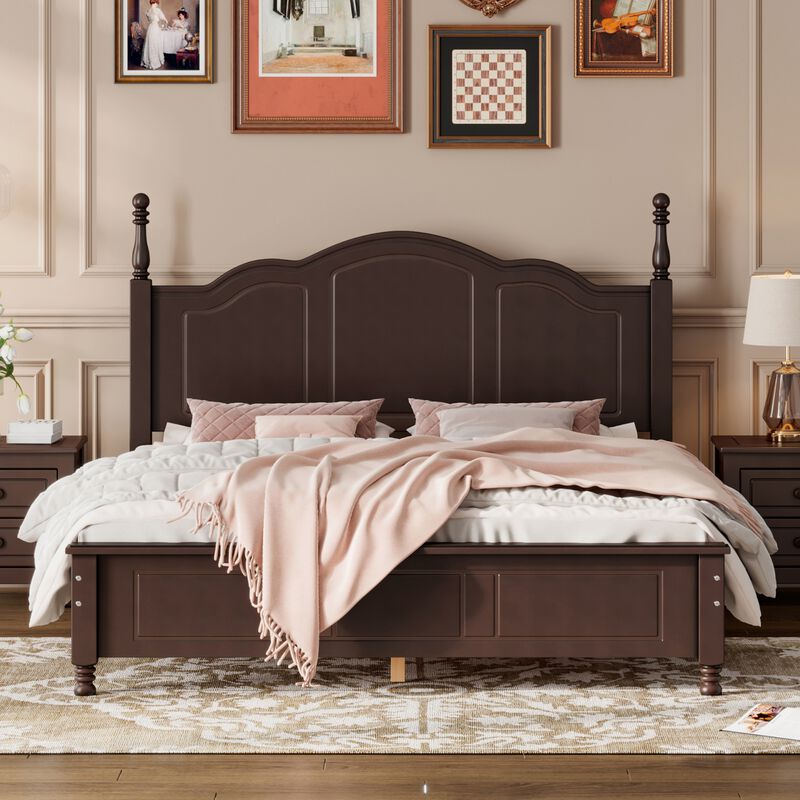 Streamdale Retro Style Queen Size Wood Bed Frame with Slat Support
