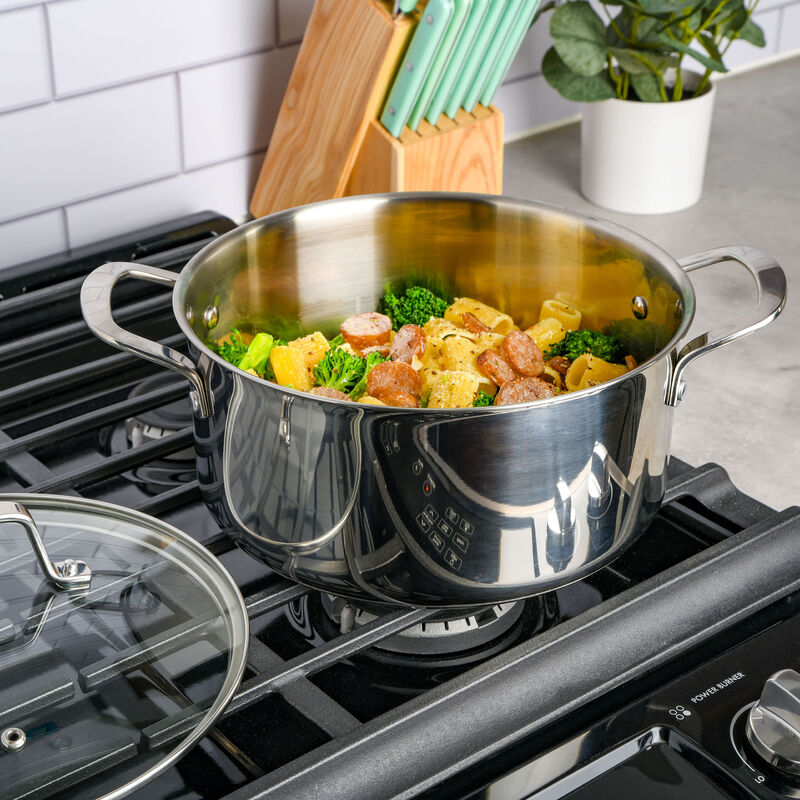 Martha Stewart 5 Quart Stainless Steel Dutch Oven with Vented Glass Lid