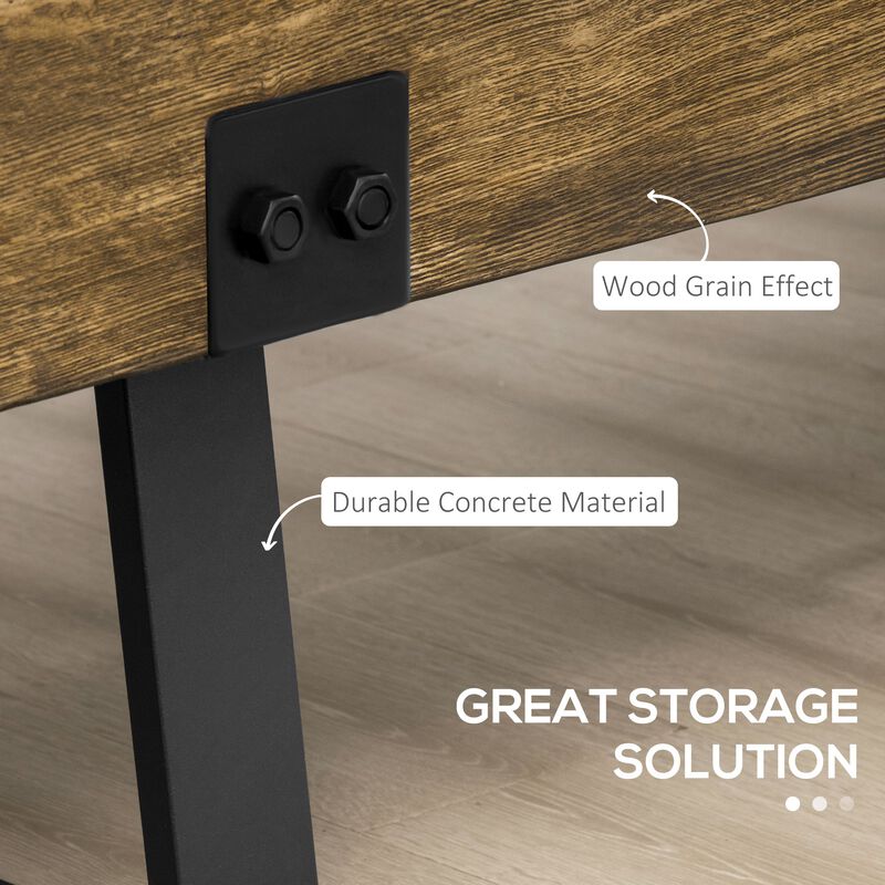 Black/Natural Bench: Rustic Wood Hallway Seat with Metal Legs