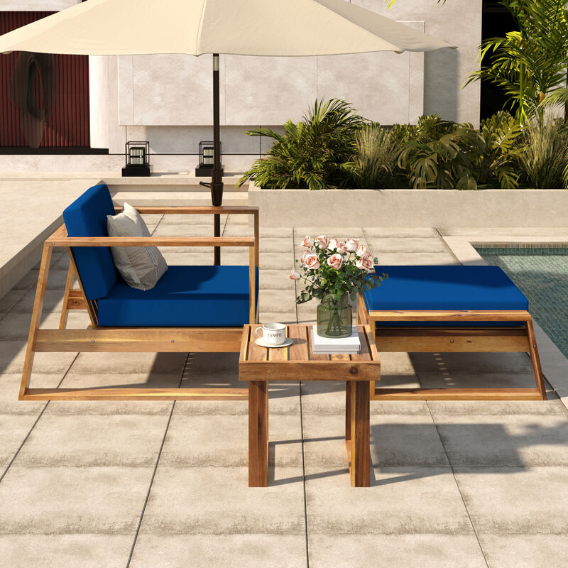Merax Acacia Wood Outdoor Lounge Chair Seating Set