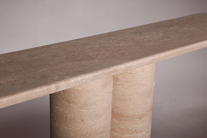 Bullet Leg Travertine Console Table 72"