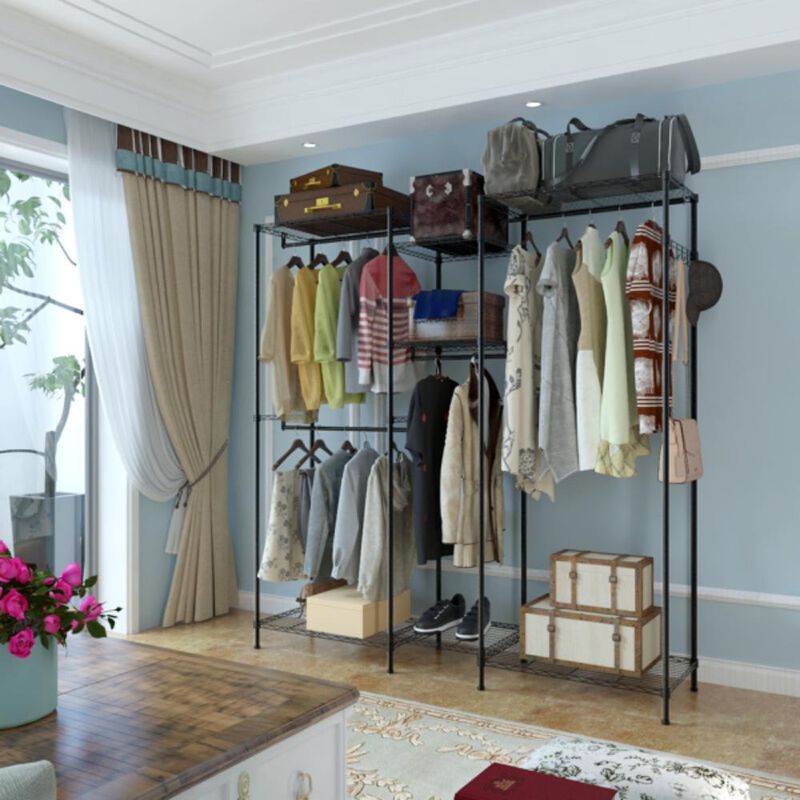 Portable Closet Organizer Garment Rack with Clothes Hangers and Home Shelf for Storage Solutions