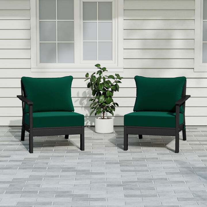 WestinTrends Outdoor Patio HDPE Loveseat Sofa with Patio Cushions