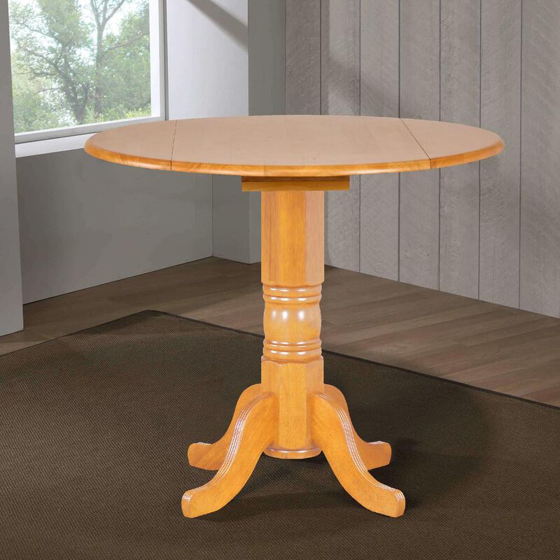 Sunset Trading Oak Selections 42 Round Extendable Drop Leaf Pub Table