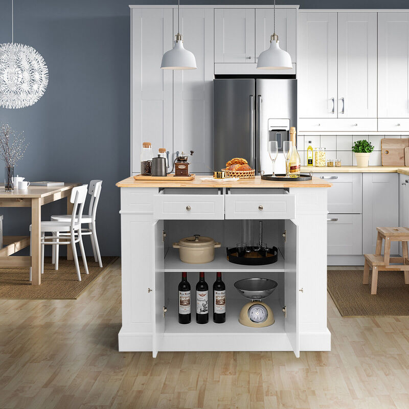 Kitchen Island with Storage and 3-Level Adjustable Shelves