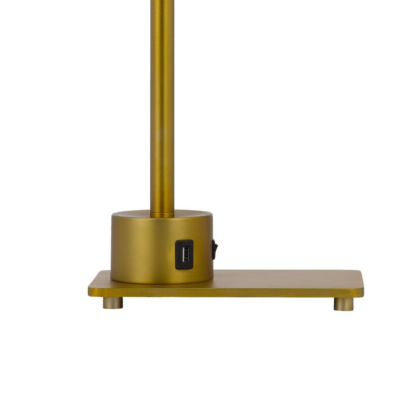 Hoso 18 Inch Desk Lamp, 2 USB Ports, AdjusDesk Bronze Metal Frame - Benzara