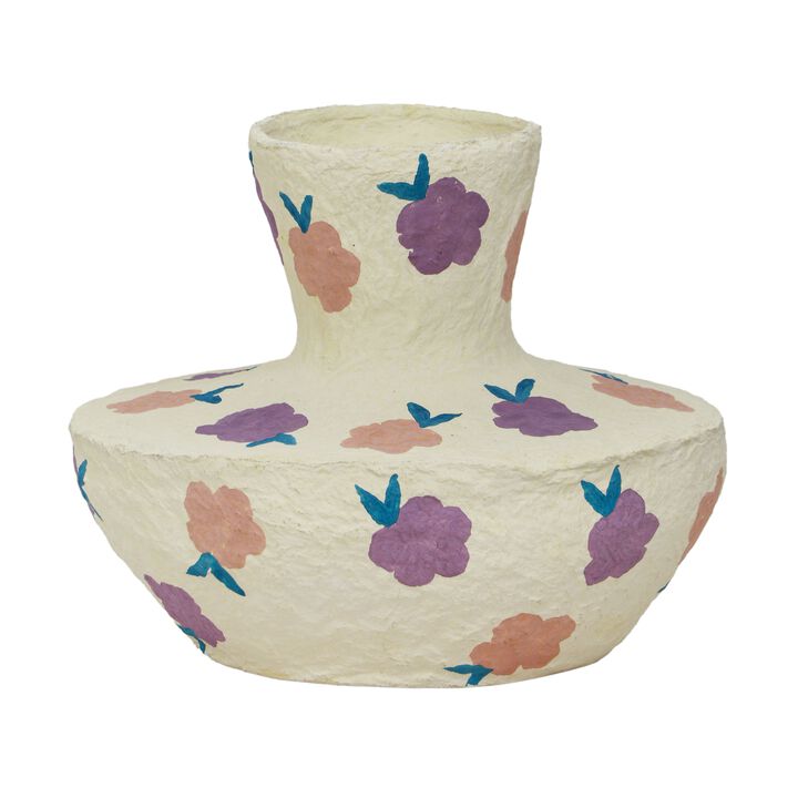 Cotton Mache Vase in Lisbon Tile