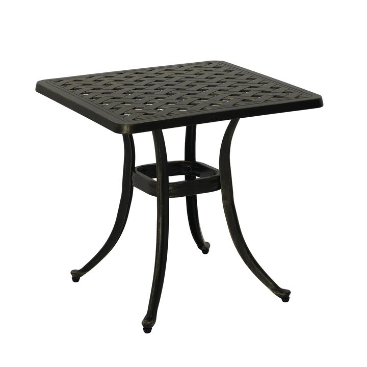 MONDAWE 21 in. Cast Aluminum Outdoor Patio Square Side Table in Antique Bronze