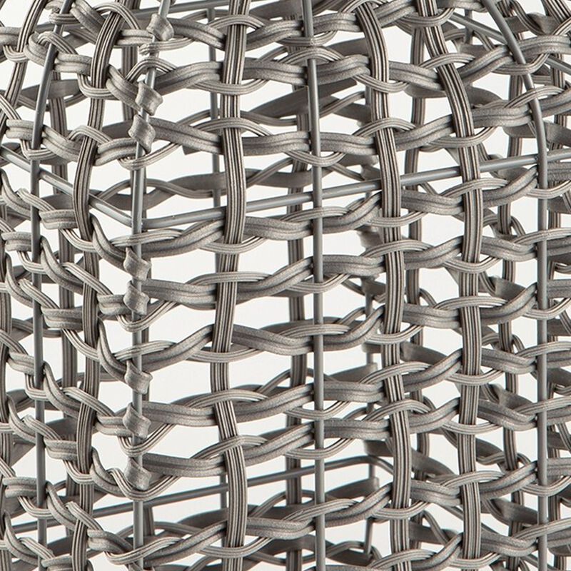 Neya Lantern, Indoor Outdoor Candle Holder, Bohemian Gray Faux Rattan Woven - Benzara