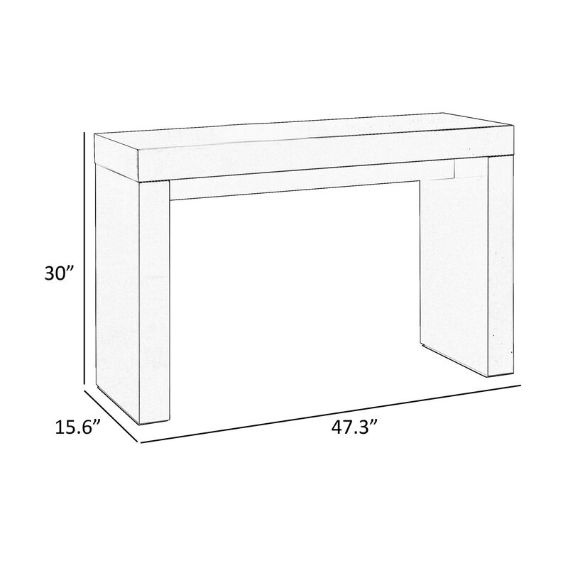 Libi 47 Inch Console Table, Minimalist Rectangular Top, Lacquered Brown - Benzara