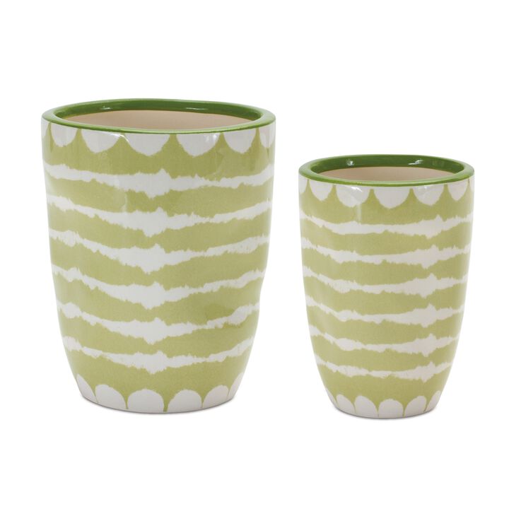 Set of 6 Striped Vase Planters – Perfect for Contemporary Home and Garden Styling with Bold Stripes