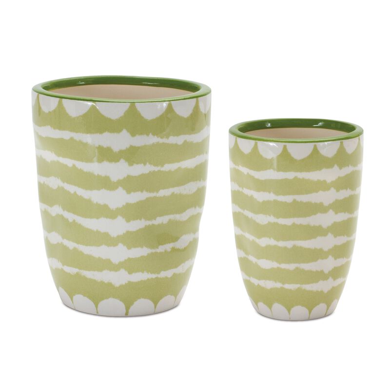 Set of 6 Striped Vase Planters – Perfect for Contemporary Home and Garden Styling with Bold Stripes