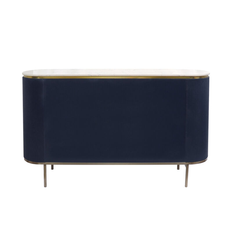 Pasargad Home White Marble Top Theodore Sideboard, Navy