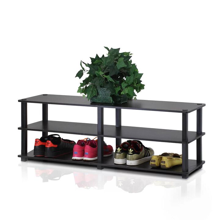 Hivvago Modern 3 Shelf Espresso Black Shoe Rack   Holds up to 18 Pair of Shoes