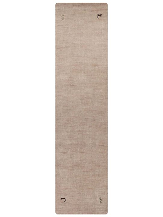 RUGSOTIC CARPETS HAND KNOTTED LOOM WOOL ECO-FRIENDLY AREA RUGS  - 2'6''x10', Runner, Beige Color, Contemporary Modern Design, High Pile Thick Handmade Anti Skid Rugs for Living Room (L00100)