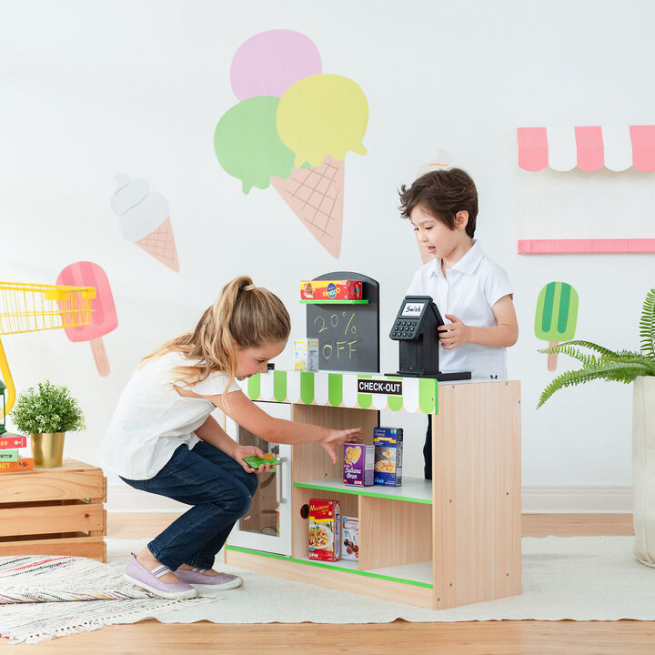 Teamson Kids - Cashier Austin Play Market Stand - Green / Wood