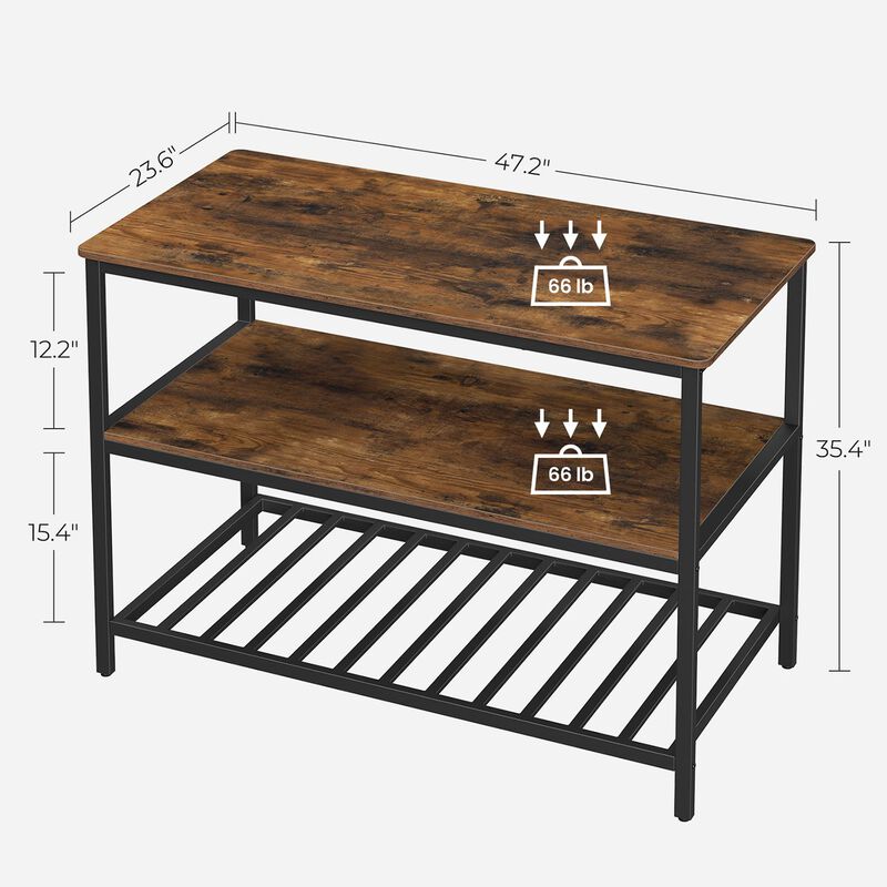 Kitchen Island with 3 Shelves and Large Worktop